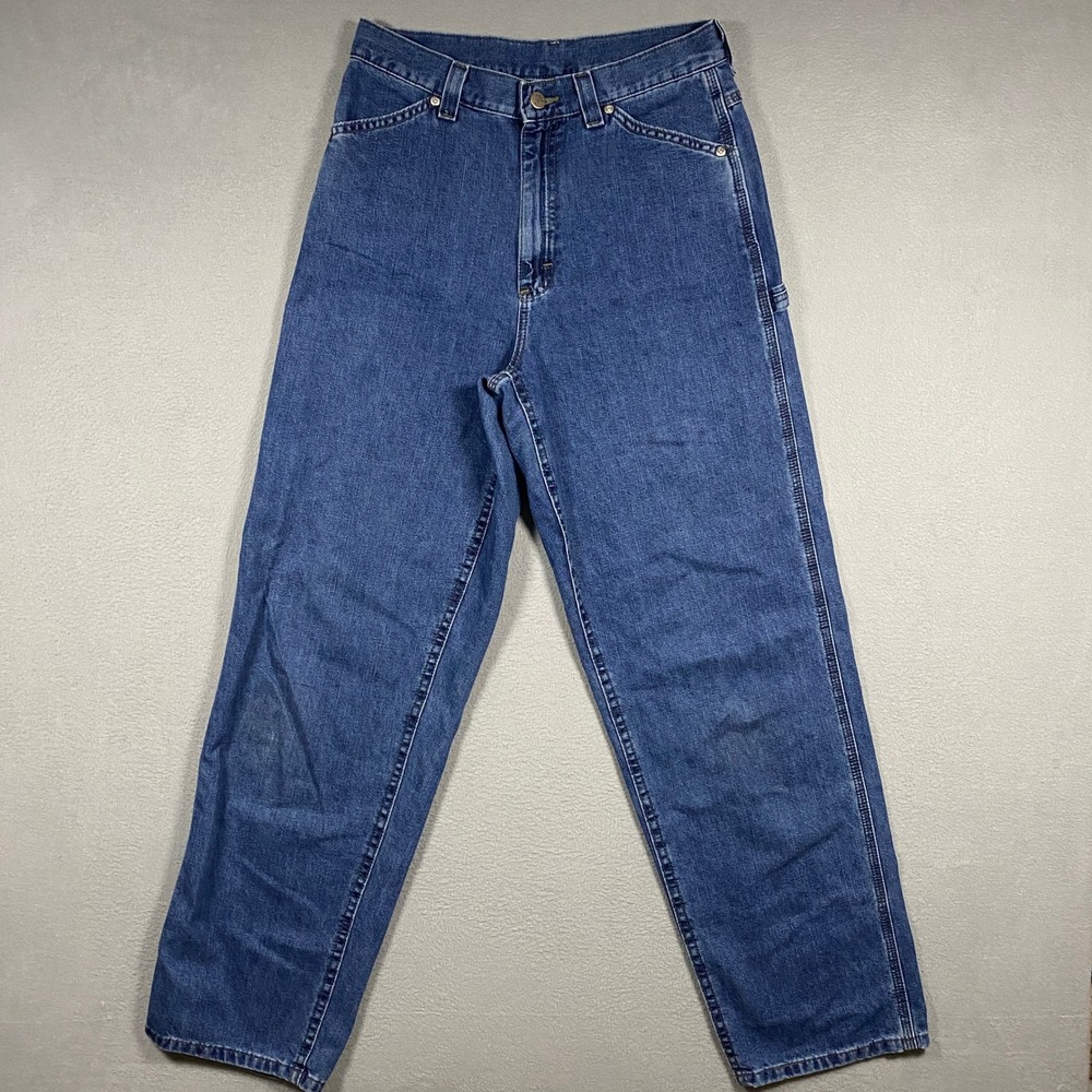 Vintage Lee Riveted Carpenter Jeans Womens 10 Blue High Rise Utility USA Made